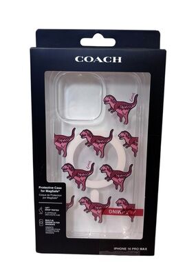 Coach Clear MagSafe Case with Pink Dinosaur Print